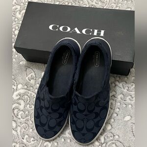Coach Dark Blue Signature Slip-On Shoes size 9